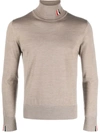 Thom Browne Fine Knit Roll-neck Jumper In Med Brown
