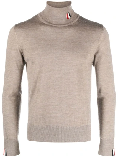 Thom Browne Fine Knit Roll-neck Jumper In Brown