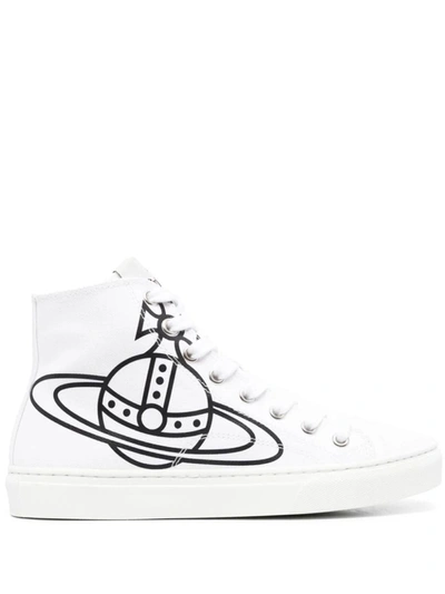 Vivienne Westwood Plimsoll High Top Canvas Man Sneakers White Size 12 Textile Fibers In Optic White