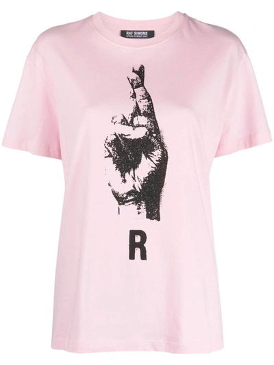 Raf Simons Graphic-print Cotton T-shirt In Pink