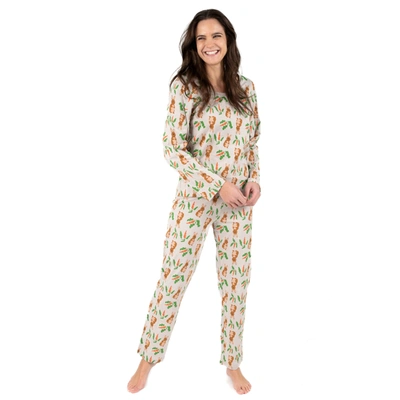 Leveret Womens Two Piece Cotton Loose Fit Pajamas Rabbit In Green