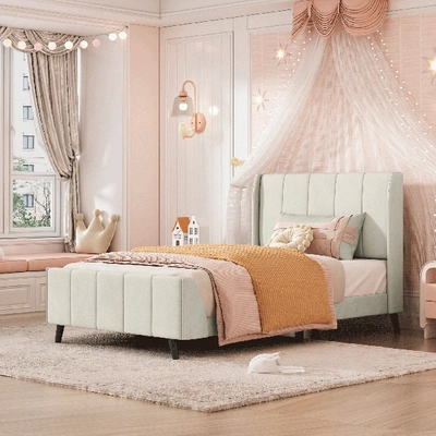 Simplie Fun Twin Size Upholstered Platform Bed In Pink