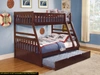 Simplie Fun 1pc Twin/full Bunk Bed With Twin Trundle Dark Cherry Finish Wooden Bedroom Furniture