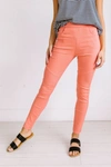 LARA MOTO JEGGINGS IN CORAL