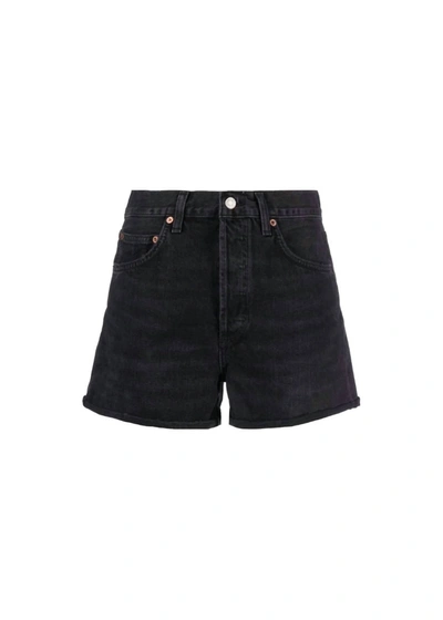 Agolde Five-pocket Denim Shorts In Black