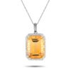 Non Branded Lb Exclusive 14k White Gold 0.20ct Diamond And Citrine Pendant Necklace Pd4-15513wcit In White
