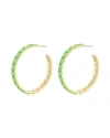 Luv Aj Xl Pyramid Stud Hoops- Bright Green- Gold In Gold