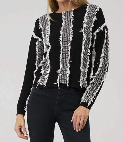 Line And Dot Adelyn Fringe Sweater In Black