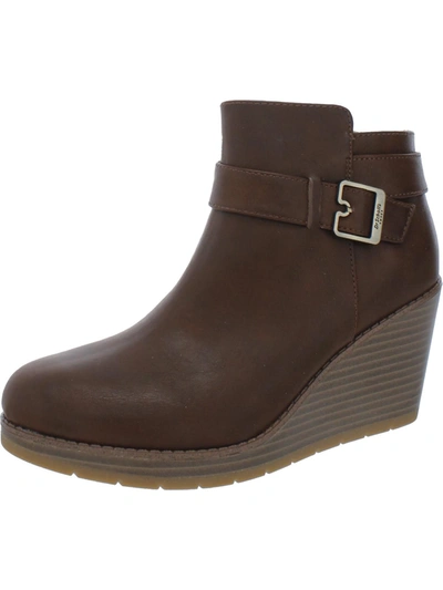 Dr. Scholl's Shoes One Up Womens Zipper Ankle Wedge Boots In Brown
