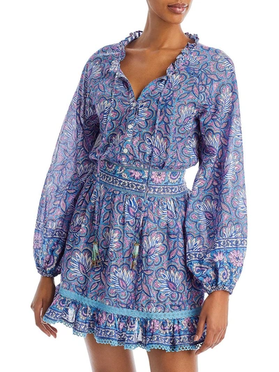 Bell Grace Womens Printed Short Mini Dress In Blue