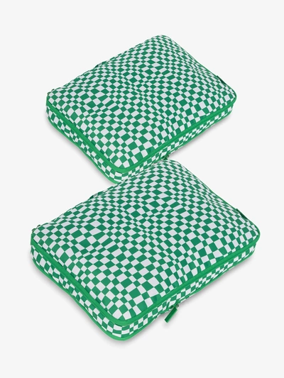 Calpak Large Compression Packing Cubes In Green Checkerboard