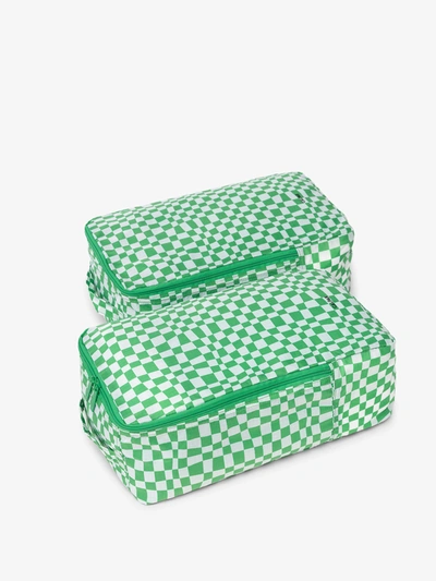 Calpak Compakt Shoe Bag - Set Of 2 In Green Checkerboard