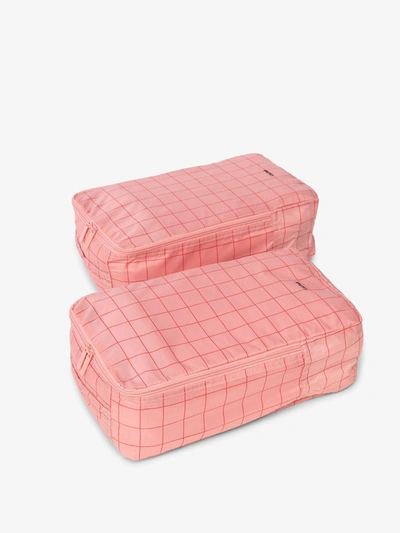 Calpak Compakt Shoe Bag - Set Of 2 In Pink Grid