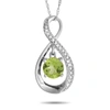 Non Branded Lb Exclusive 14k White Gold 0.03ct Diamond And Peridot Pendant Necklace Pd4-15537wpe In White