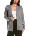 Anne Klein Malibu Metallic Open Front Cardigan In Grey
