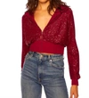 SUSANA MONACO SEQUIN HOODIE IN BERRIES