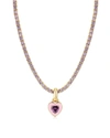 LUV AJ MINI BALLIER NECKLACE WITH HEART CHARM- PINK- GOLD