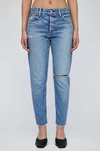Moussy Wanakah Tapeed Mid Length Jean In Light Blue