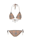 Burberry Check Motif Triangle Bikini Set In Beige