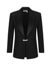 Chloé Crystal-embellished Satin-trimmed Wool-crepe Blazer In Black
