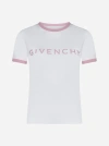 Givenchy Logo-print Round-neck Stretch-cotton T-shirt In White/pink