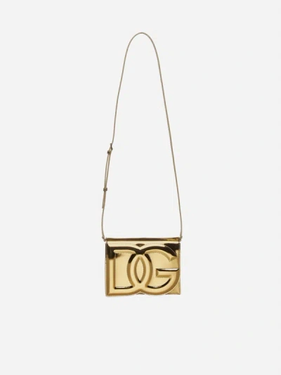 Dolce & Gabbana Leather Dg Logo Bag In Metallic