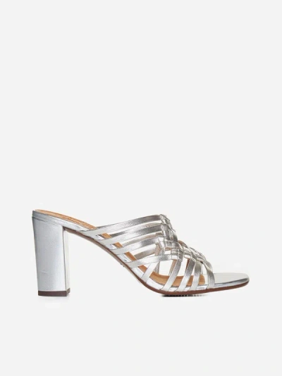 Chie Mihara Beijing Laminated Leather Sandals In Silver