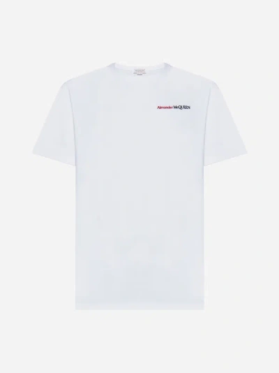 Alexander Mcqueen Logo-print Cotton T-shirt In Optical White
