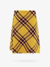Burberry Check Fringed-edge Kilt Wrap Skirt In Yellow