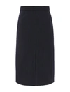 Saint Laurent Striped-wool Pencil Skirt In Blue
