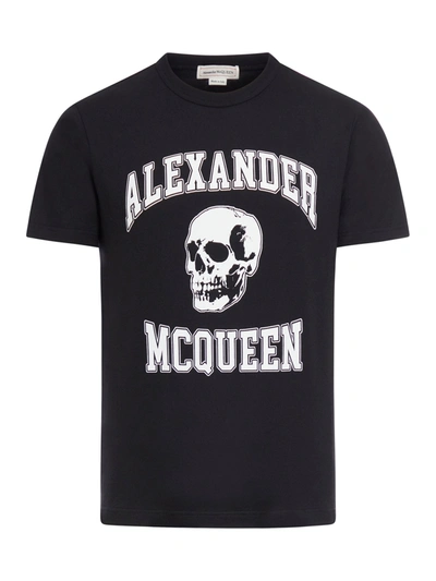 Alexander Mcqueen Short Sleeve T-shirt With Logo In Black