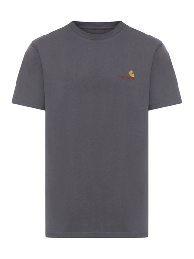 Carhartt T-shirt With American Script Logo In Grey