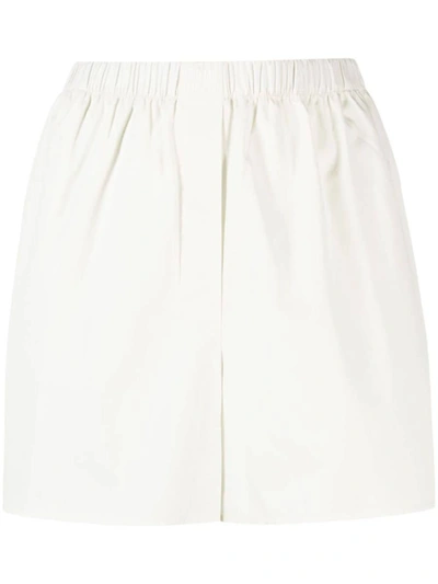 Miu Miu Logo-embroidered Cotton Shorts In Avorio