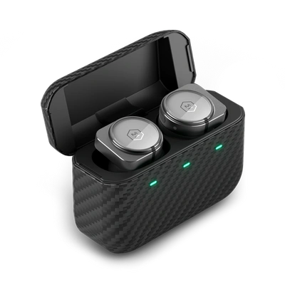 Master & Dynamic ® Mw09 Wireless Earphones In Gunmetal/kevlar® Fiber Case