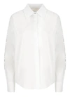 Genny Embroidered Shirt With Slit Sleeves And Rhinestone Buttons In White