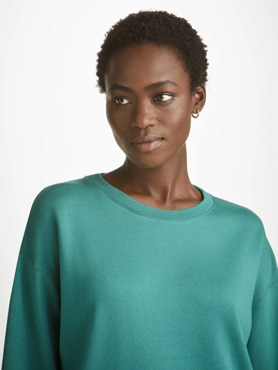 Derek Rose Women's Sweatshirt Quinn Cotton Modal Stretch Teal