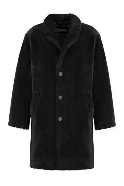 Herno Vegan Fur Coat In Black