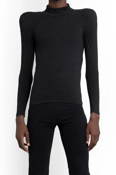 Balenciaga Rounded Shoulder Highneck Sweater In Black