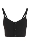 Moschino Teddy Bear-button Bustier Top In Black