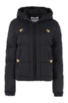 Moschino Quilted Shell Hooded Jacket In Black