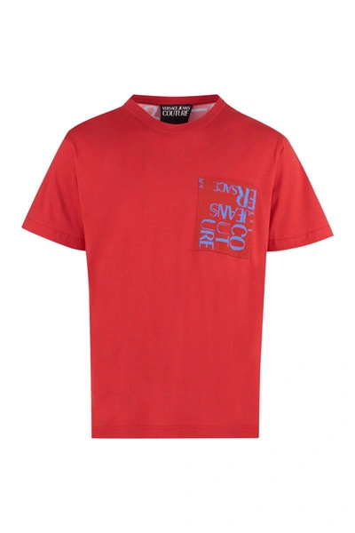 Versace Jeans Couture Printed Cotton T-shirt In Red