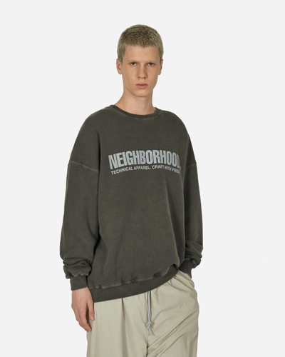 Neighborhood Pigment Dyed Crewneck Sweatshirt In Black