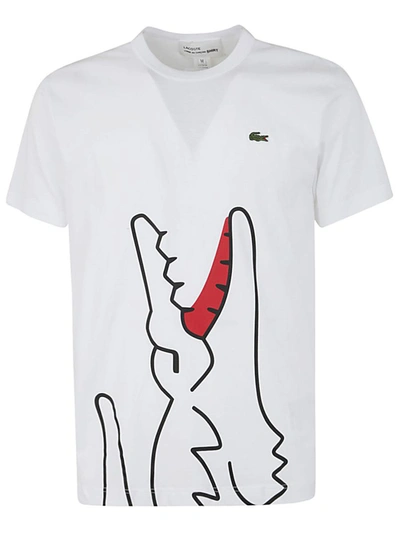 Comme Des Garçons X Lacoste Crewneck T-shirt In White