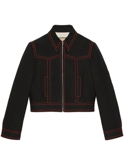 Gucci Zip-up Bomber Jacket In Black