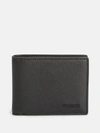 Guess Factory Crosshatched Faux-leather Bifold Wallet In Black