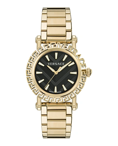 Versace Men's Greca Glam 40mm Ip Goldtone Stainless Steel Bracelet Watch In Yellow Gold