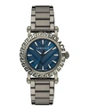 Versace Men's Greca Glam 40mm Gunmetal Tone Stainless Steel Bracelet Watch In Silver
