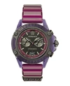 Versace Men's Swiss Chronograph Icon Active Transparent Purple Silicone Strap Watch 44mm In Black