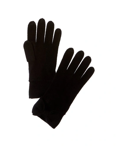 Forte Cashmere Bow Cashmere Gloves In Black