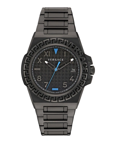 Versace Greca Reaction Bracelet Watch In Black